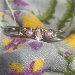 Elegant Silver and Pink Women's Bracelet